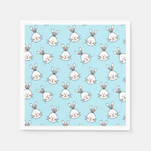Cute Bunny Ansikte Mönster på Light Blue Pappersservett