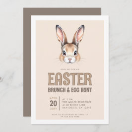 Cute Bunny Ansikte Påsk Brunch och Egg Hunt Inbjudningar