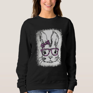 Cute Bunny Ansikte Rosa Buffalo Play Glass Lycklig T Shirt