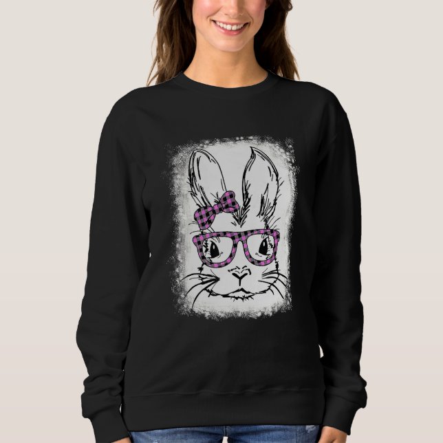Cute Bunny Ansikte Rosa Buffalo Play Glass Lycklig T Shirt (Framsida)