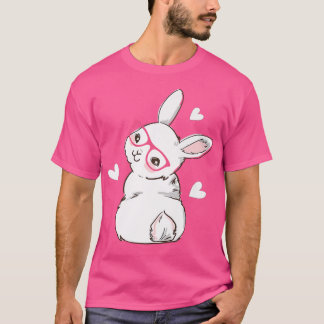 Cute Bunny Ansikte Rosa Heart Floasses Påsk  T Shirt