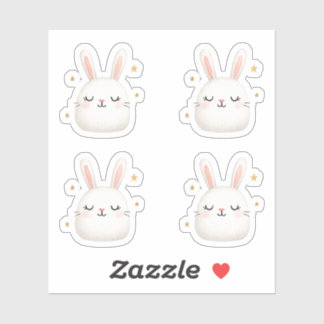 Cute Bunny Ansikte-set - Vit kaninuppsättning Klistermärken