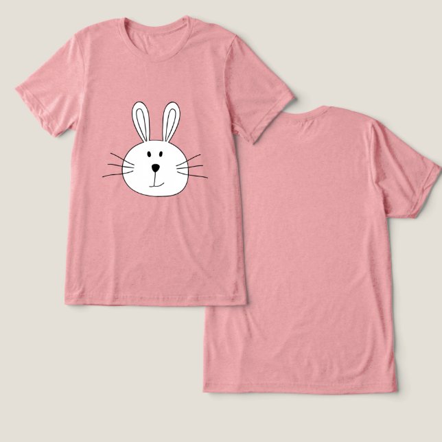 Cute Bunny Ansikte T Shirt (Design fram och bak)