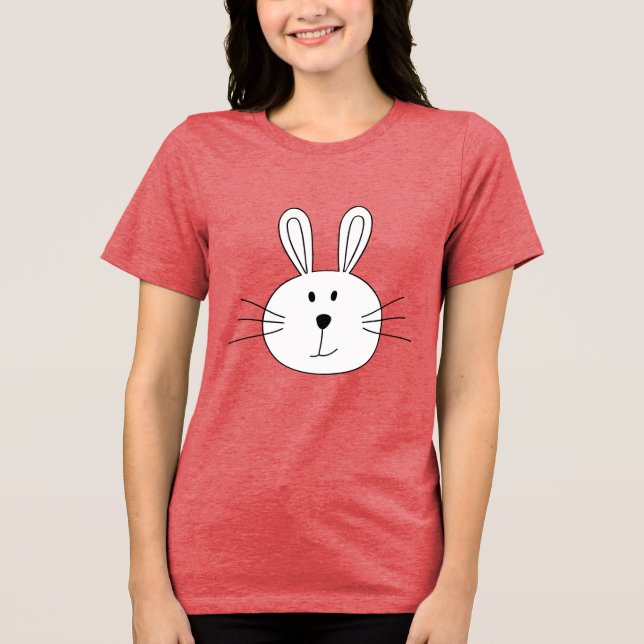 Cute Bunny Ansikte T Shirt (Framsida)