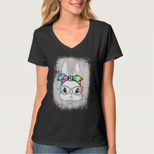 Cute Bunny Ansikte Tie Dye Glass Headband Lycklig T Shirt