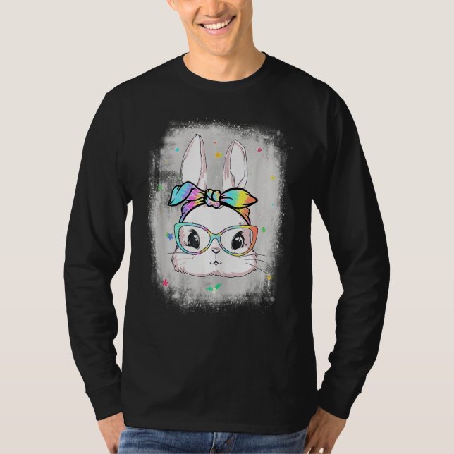 Cute Bunny Ansikte Tie Dye Glass Headband Lycklig  T Shirt (Framsida)