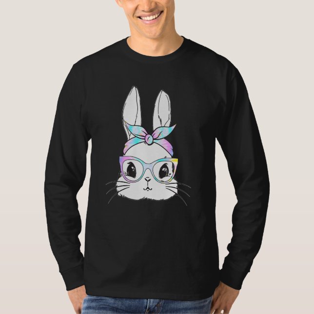 Cute Bunny Ansikte Tie Dye Glasses Påsk Dag 1 T Shirt (Framsida)