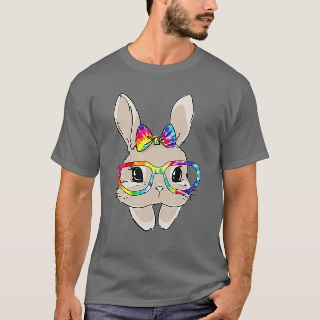 Cute Bunny Ansikte Tie Dye Glasses Påsk Day Kids G T Shirt (Framsida)