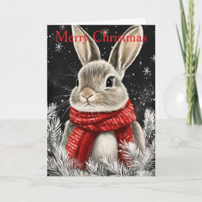 Cute Bunny at Christmas Helgkort (Framsida)