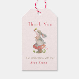 Cute Bunny Baby fyller år Tack Presentetikett