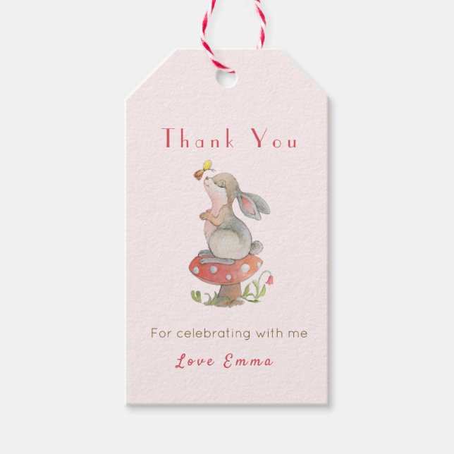Cute Bunny Baby fyller år Tack Presentetikett (Framsidan)
