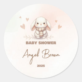 Cute Bunny Baby Shower Favor Sticker Runt Klistermärke