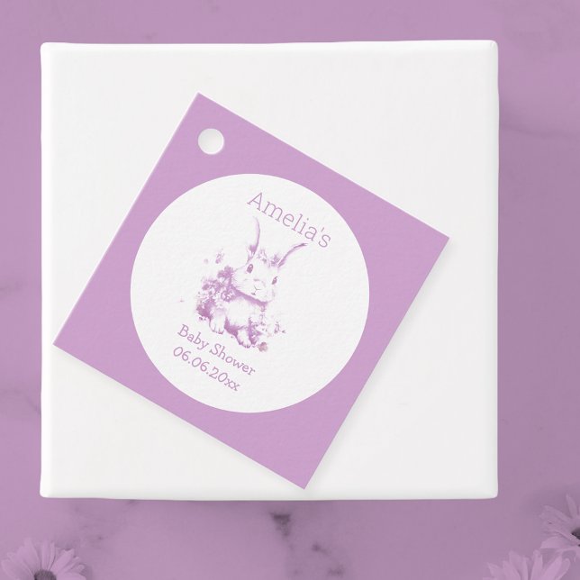 Cute Bunny Baby Shower Gåvor Etiketter (Hoppy Bunny baby shower favor tags🐇💕🐇)