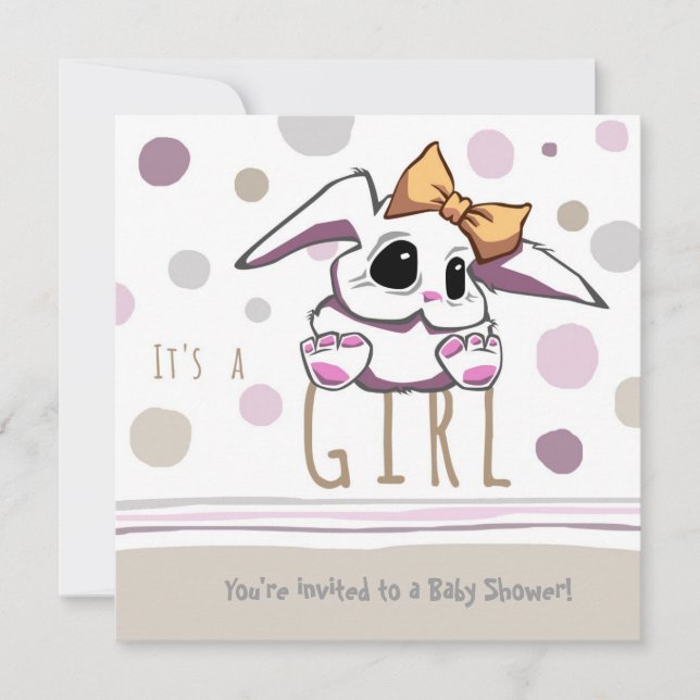 Cute Bunny Baby Shower-inbjudan Inbjudningar (Framsida)