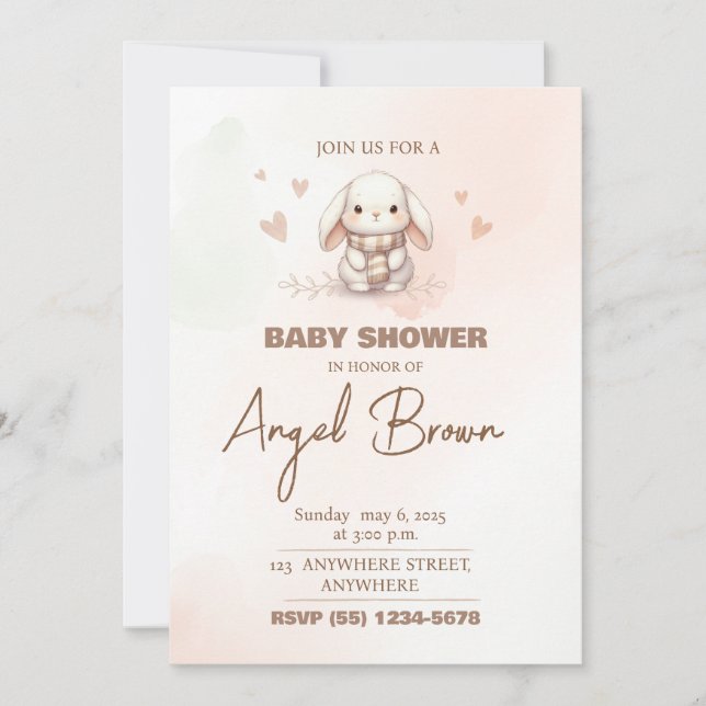 Cute bunny baby shower invitation julkort (Framsida)
