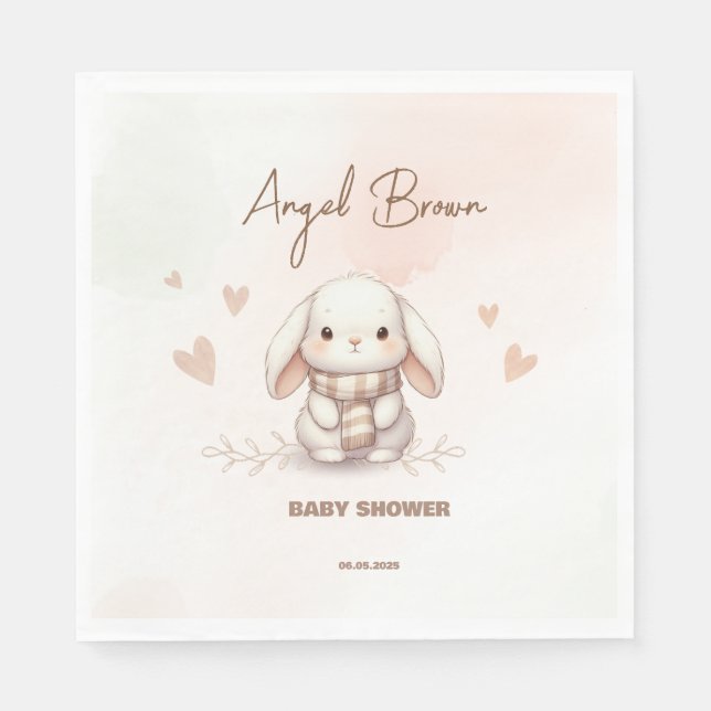 Cute Bunny Baby Shower napkin Pappersservett (Framsidan)