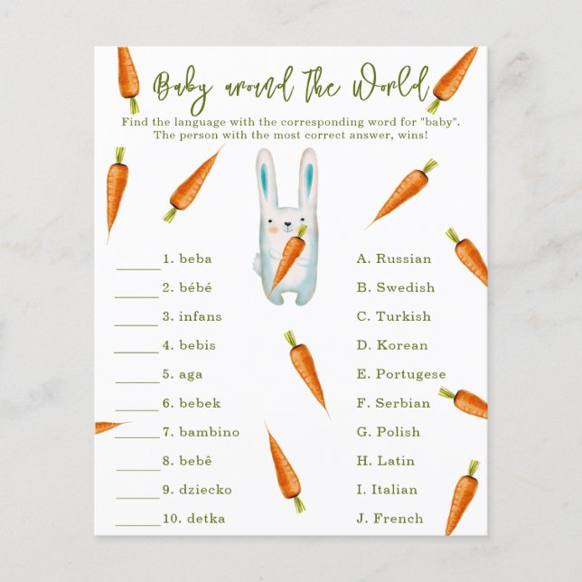 Cute Bunny - Baby värld runt-spel (Framsida)