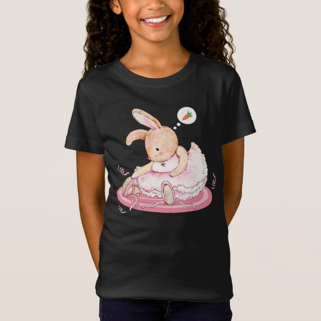 Cute Bunny Ballerina Feel Hungrigare T Shirt (Framsida)