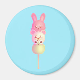 Cute Bunny,Bear och Frog Dango Glossy Poster Magnet