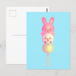 Cute Bunny, Bear och Frog Dango Vykort
