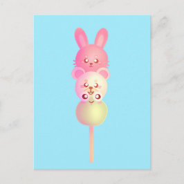 Cute Bunny, Bear och Frog Dango Vykort