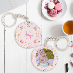 Cute Bunny Bee Mönster Monogram Namn Rosa