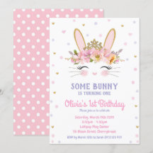 Cute Bunny Birthday bjuder in flickkanin