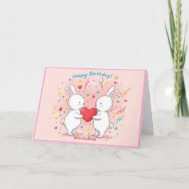 Cute Bunny Birthday Card Tack Kort
