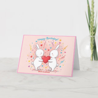 Cute Bunny Birthday Card Tack Kort
