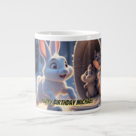 Cute Bunny Birthday Mugg - Kids Personlig Gift Jumbo Mugg