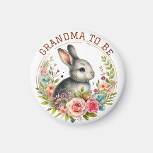 Cute Bunny Blommar Grandma to be Notice