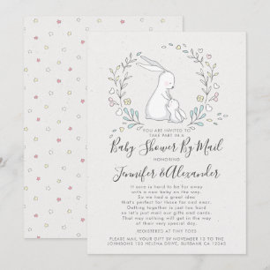 Cute Bunny-Blommigt, babyskor efter brev Inbjudningar