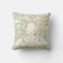 Cute Bunny Blommigt Grönt Boy Sweet Nursery