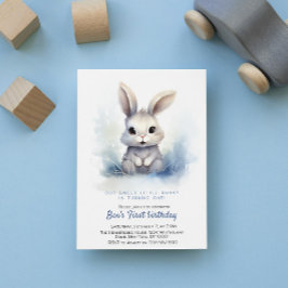 Cute Bunny Blue Winter Anpassningsbar Födelsedagsf Inbjudningar