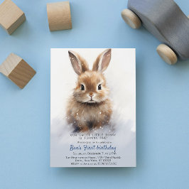 Cute Bunny Blue Winter Anpassningsbar Födelsedagsf Inbjudningar