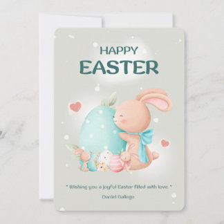 Cute Bunny Bouquet Påsk Helgdag Card Julkort