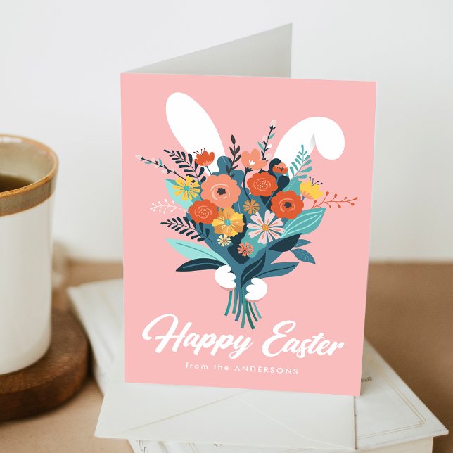 Cute Bunny Bouquet Påsk Helgkort (Skapare uppladdad)