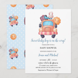 Cute Bunny Boy Baby Shower Inbjudningar