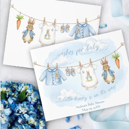Cute Bunny Boy Clothesline Baby Shower Guestbook Gästböcker