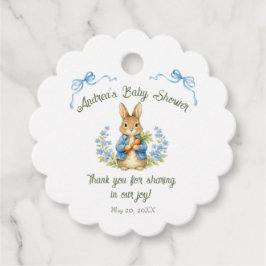 Cute Bunny Boy Floral Blue Bow Baby Shower  Gåvor Etiketter