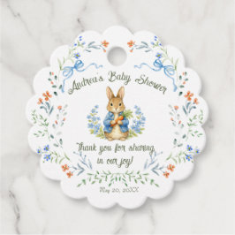Cute Bunny Boy Floral Blue Bow Baby Shower  Gåvor Etiketter