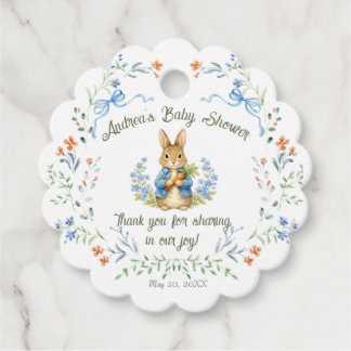 Cute Bunny Boy Floral Blue Bow Baby Shower  Gåvor Etiketter
