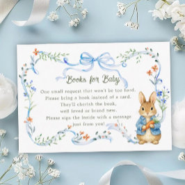 Cute Bunny Boy Floral Blue Bow Books for Baby  Tilläggskort