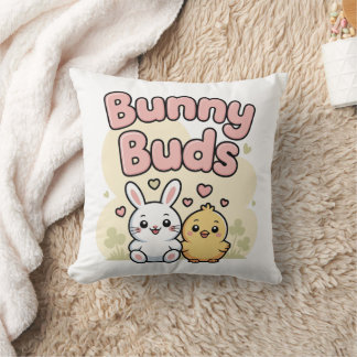 Cute Bunny Buds Easter Throw Pillow Kudde