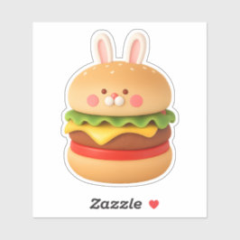 Cute Bunny Burger Character Custom Sticker Klistermärken