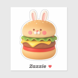 Cute Bunny Burger Character Custom Sticker Klistermärken
