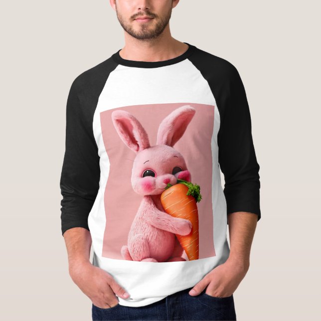 Cute Bunny Carrot Hug T Shirt (Framsida)