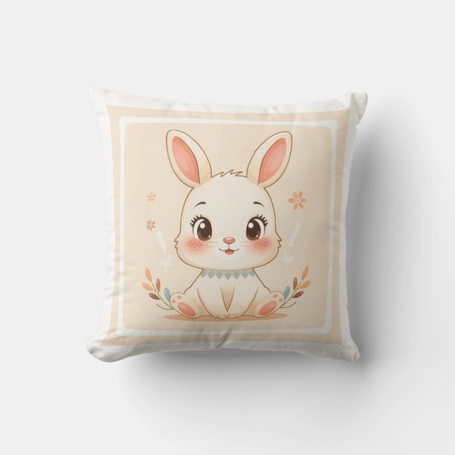 Cute Bunny Cartoon Cushion Kudde (Framsida)