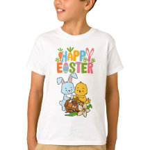 Cute Bunny & Chick "Glad påsk" Kids T-Shirt