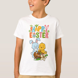 Cute Bunny & Chick "Glad påsk" Kids T-Shirt